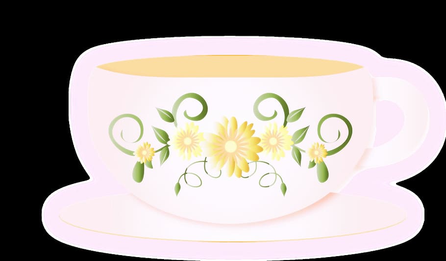 cup, tea, drink, hot, coffee, object, graphic, flower, flowering plant HD wallpaper