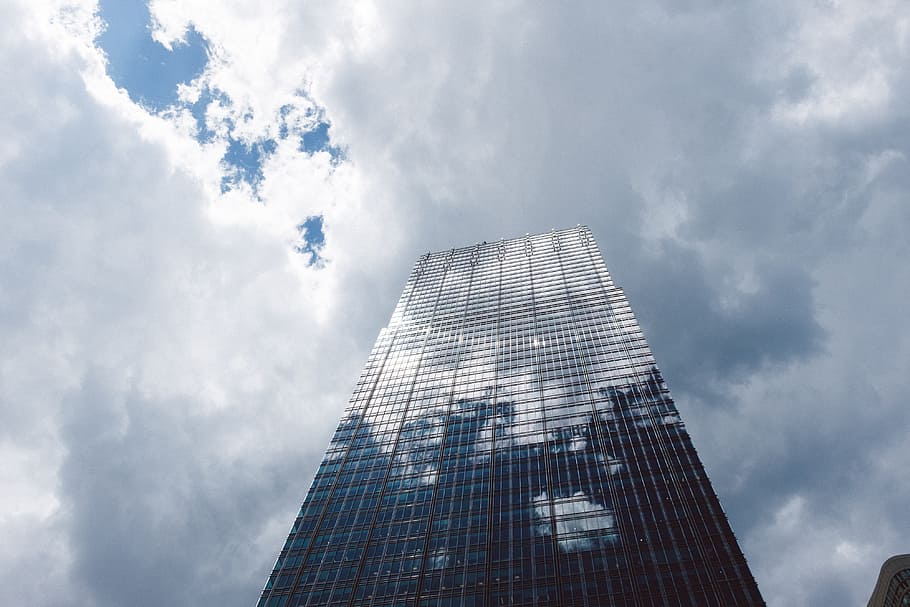 Modern skyscraper and sky, abstract, architecture, blue, building HD wallpaper