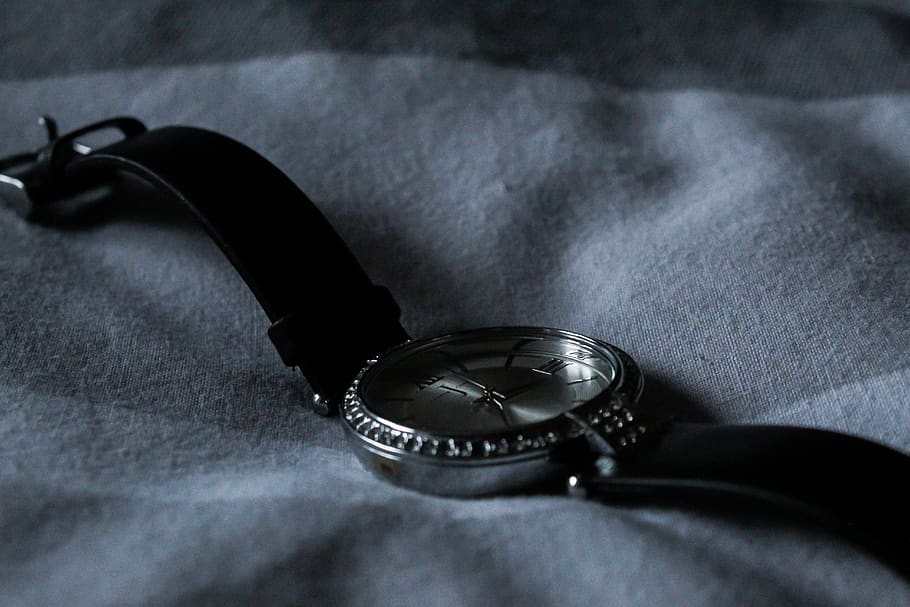 Grey Watch on Grey Textile, accessory, wristwatch, still life HD wallpaper