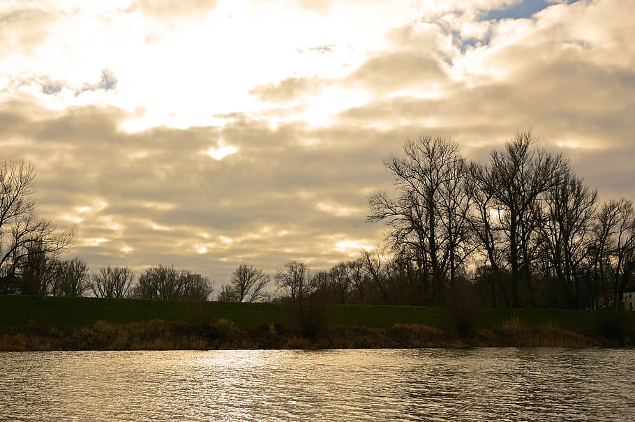 landscape, river, river landscape, bank, nature, clouds, sky HD wallpaper