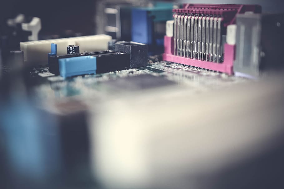 Closeup Photography of Motherboard, blur, circuit board, close-up HD wallpaper