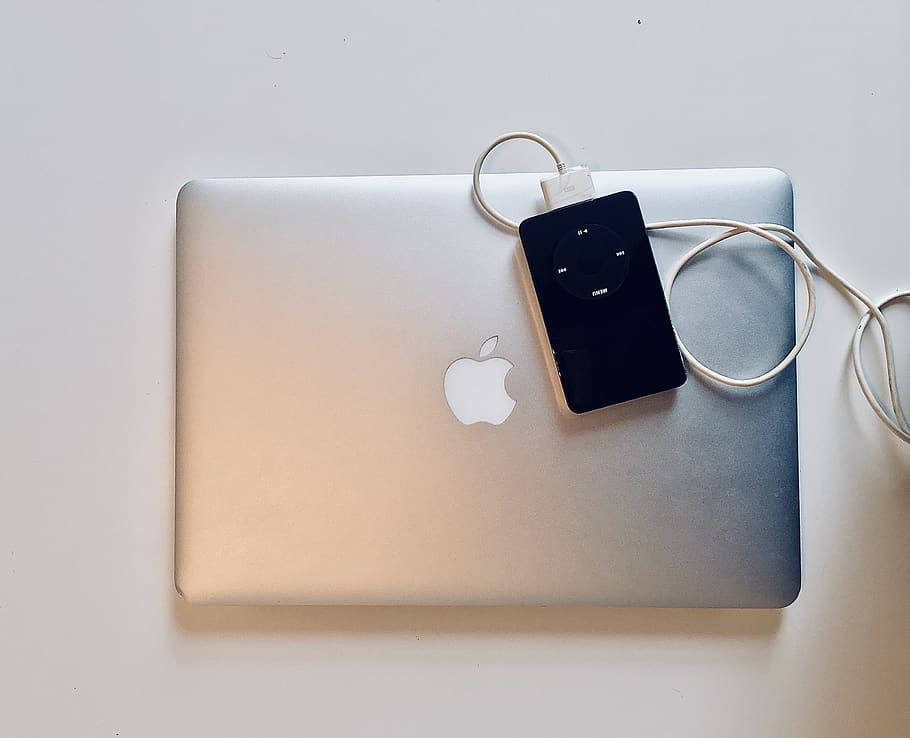 macbook air, ipod, flatlay, technology, apple, work, office