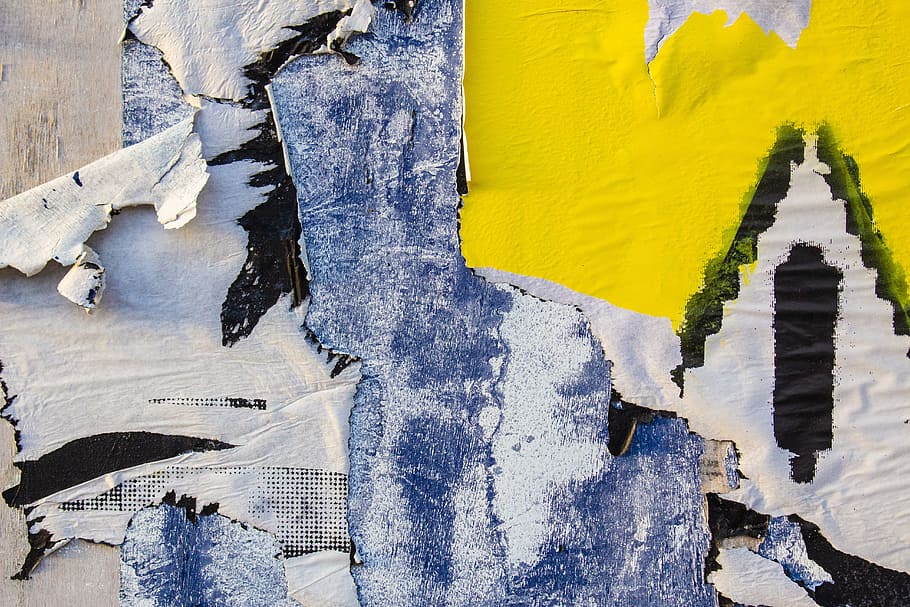 blue, yellow, and white abstract wall decor, graffiti, graphic, HD wallpaper