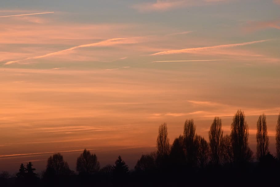 sunset, sky, landscape, clouds, horizon, orange, colorful, nature HD wallpaper