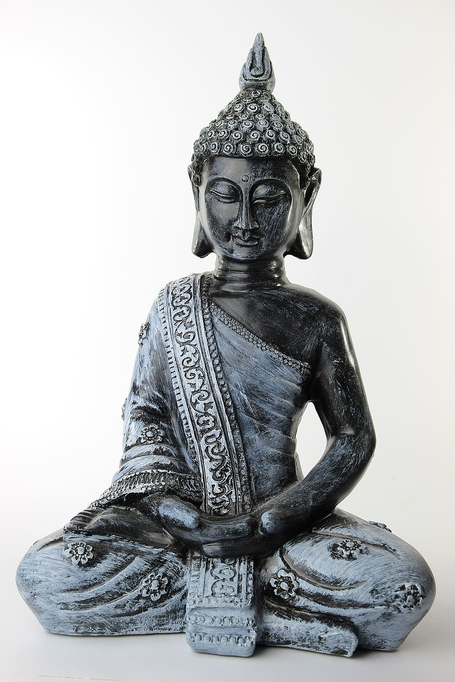 buddha, sitting, background, white, buddhism, religion, figure HD wallpaper