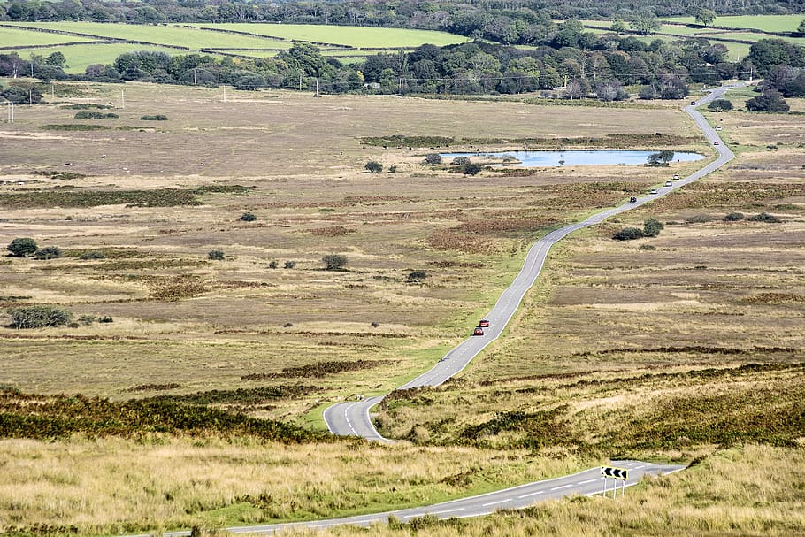landscape, gower, nature, wales, farm land, transportation HD wallpaper