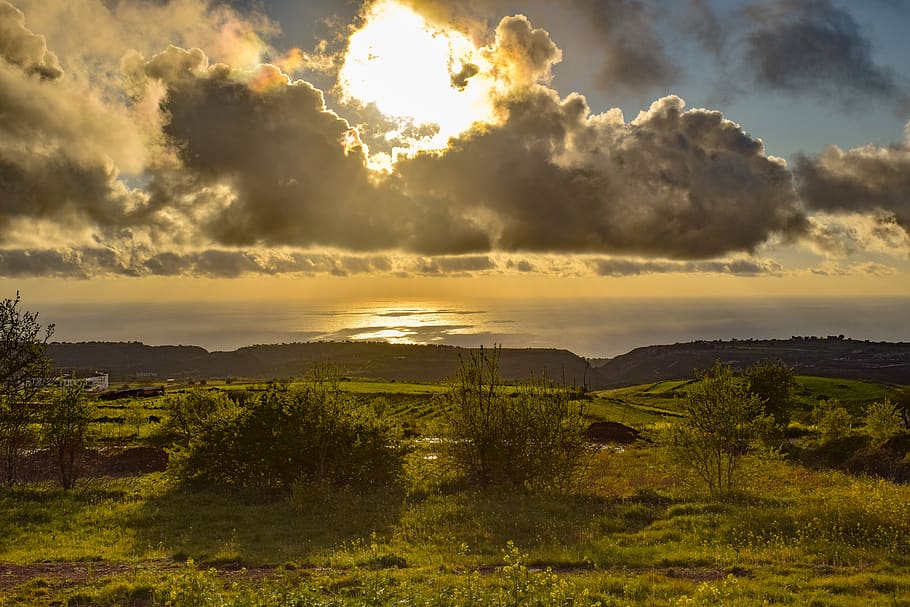 landscape, sky, clouds, sea, sunset, horizon, nature, scenic HD wallpaper