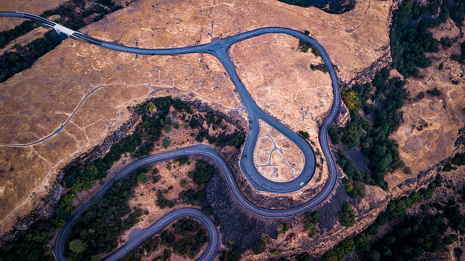 aerial photograph of road during daytime, nature, landslide, mosier