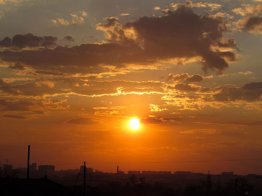 nature, sunlight, outdoors, sky, sunset, red sky, dawn, dusk HD wallpaper