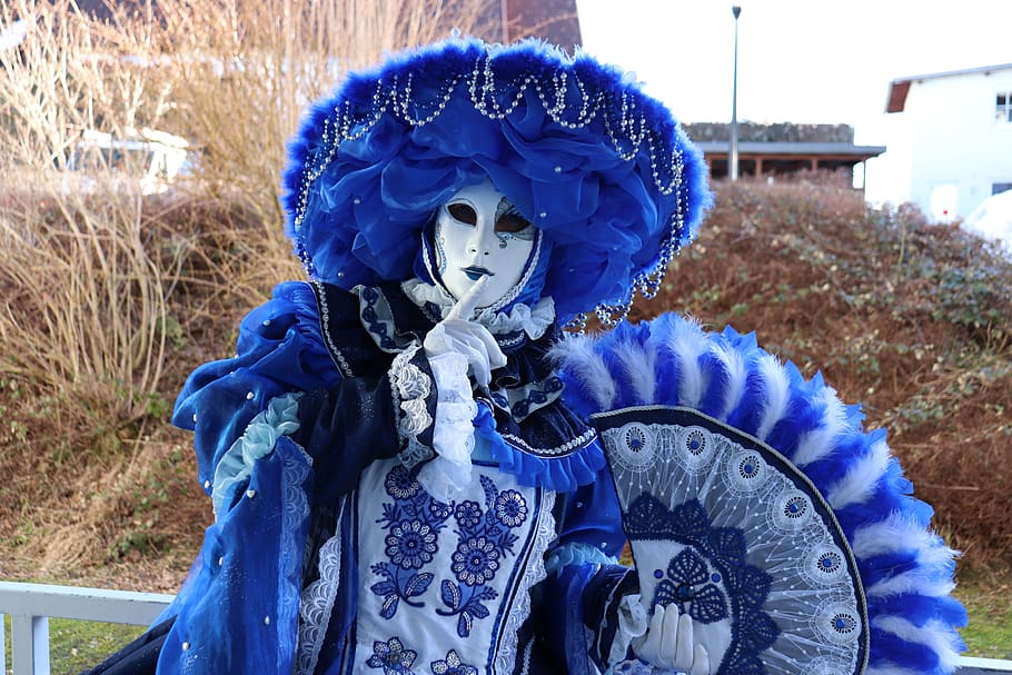mask, carnival, masquerade, costume, romance, venice, blue, HD wallpaper
