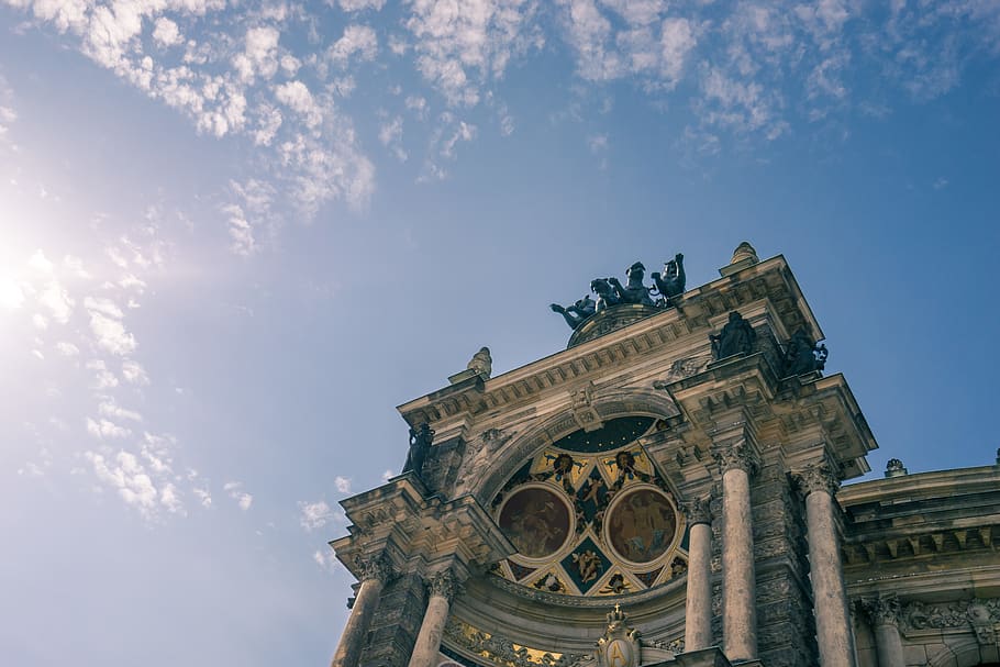 dresden, germany, cloud, quadriga, opera, architecture, below HD wallpaper