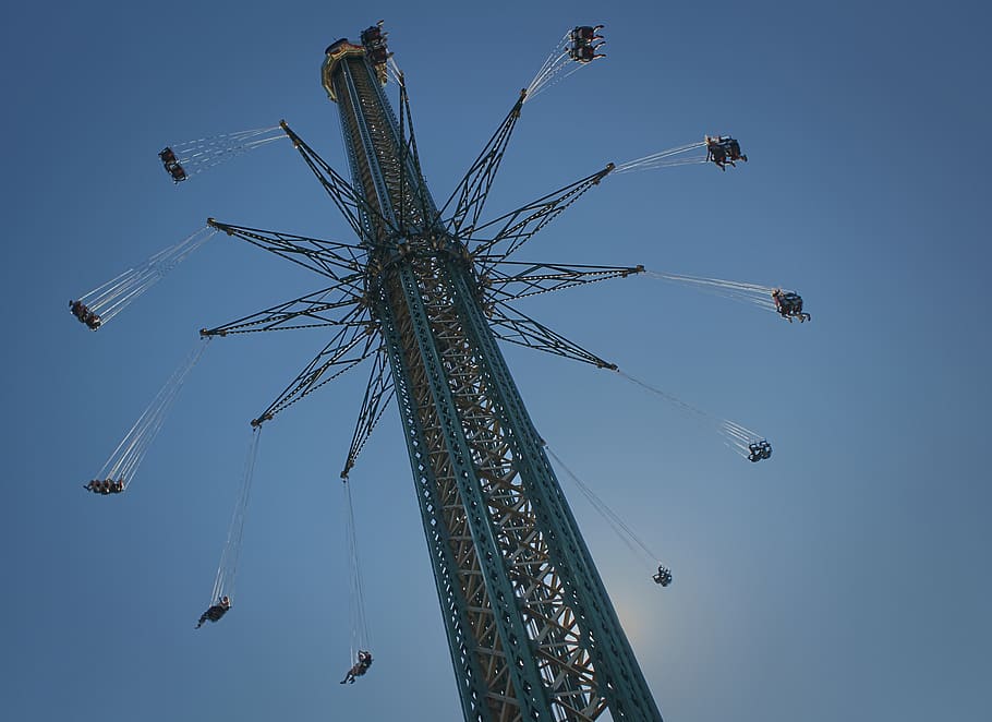 construction crane, prater tower, austria, vienna, amusement park HD wallpaper