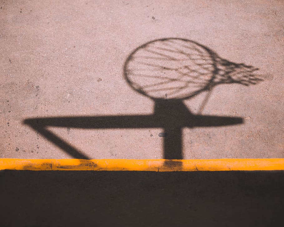 shadow, basketball, hoop, net, court, outdoor, street, light HD wallpaper