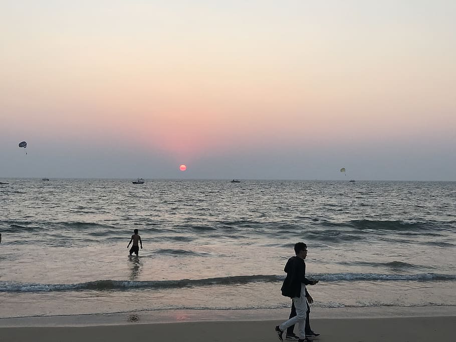 india, goa, sunset, minimal, calm, relaxing, sea, water, sky HD wallpaper