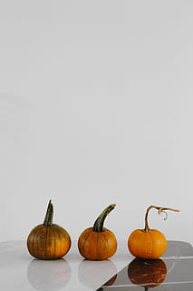 Orange halloween pumpkins on marble, copy space, vegetables, copuspace HD wallpaper