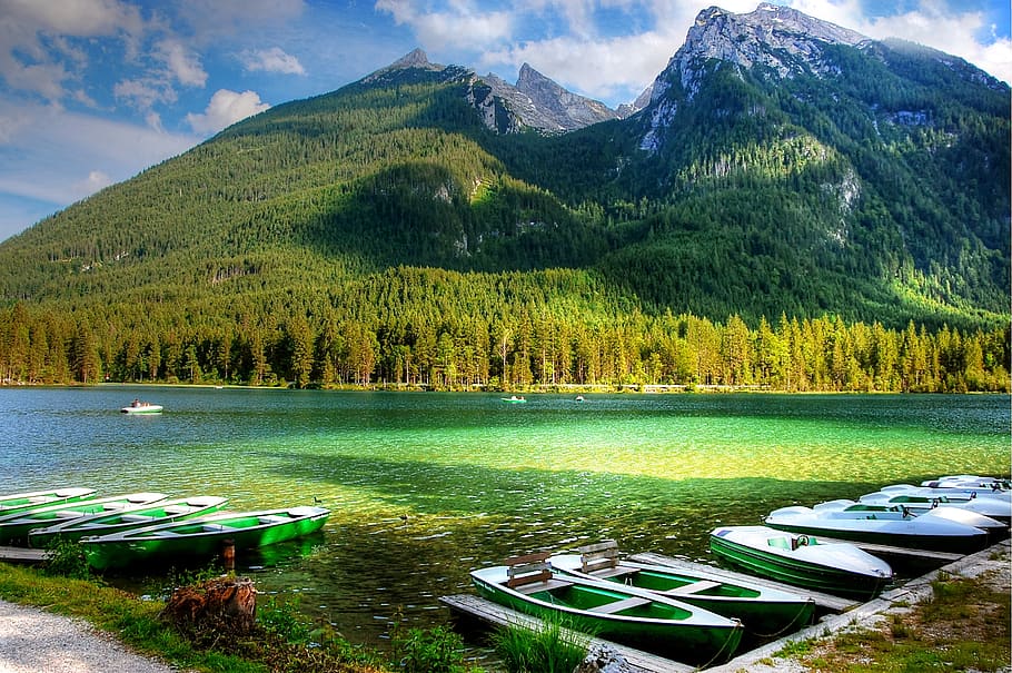 ramsau, hintersee, alpine, nature, bavaria, berchtesgaden, mountains HD wallpaper