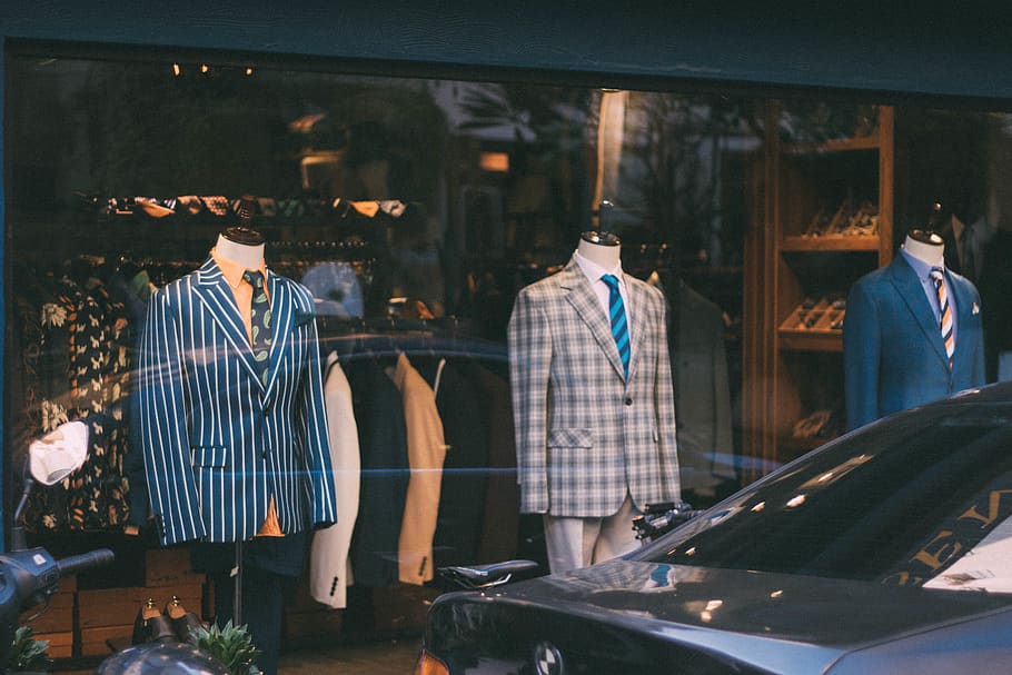 suit jackets on display, apparel, clothing, human, person, sleeve HD wallpaper