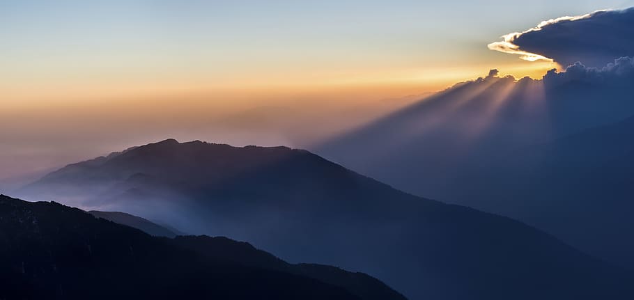 mountain, highland, landscape, view, nature, fog, sunrise, sunshine HD wallpaper