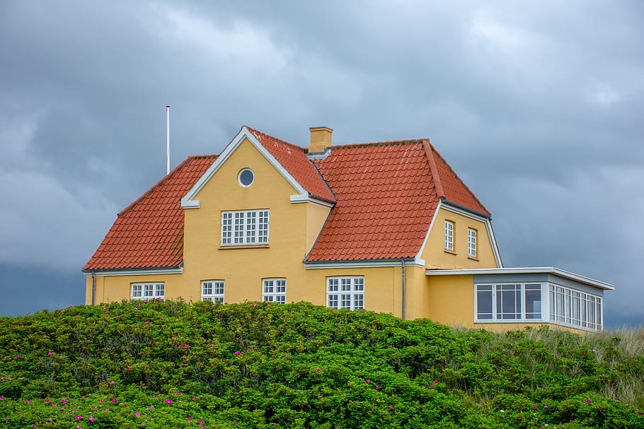 house, clouds, landscape, nature, architecture, countryside HD wallpaper