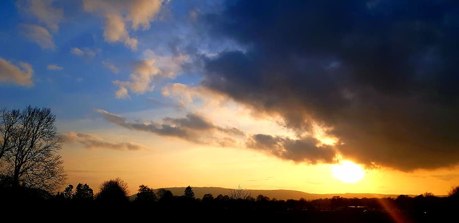 nature, outdoors, sunset, sunlight, sky, dawn, dusk, red sky HD wallpaper