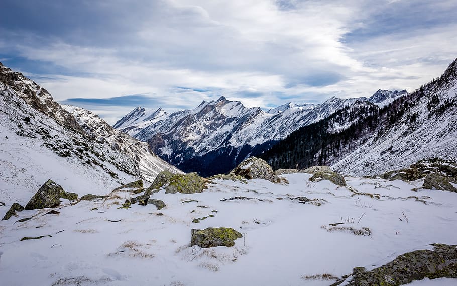 bouleste, pyrénées, mountain, snow, sky, cloud - sky, beauty in nature HD wallpaper