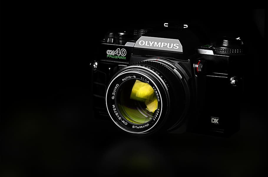 olympus, lens, black, camera, photography, technology, indoors HD wallpaper