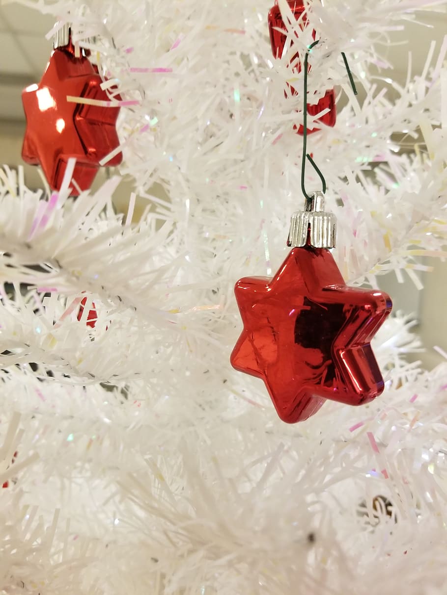 star, red, white, tree, christmas, decoration, sparkle, bright HD wallpaper
