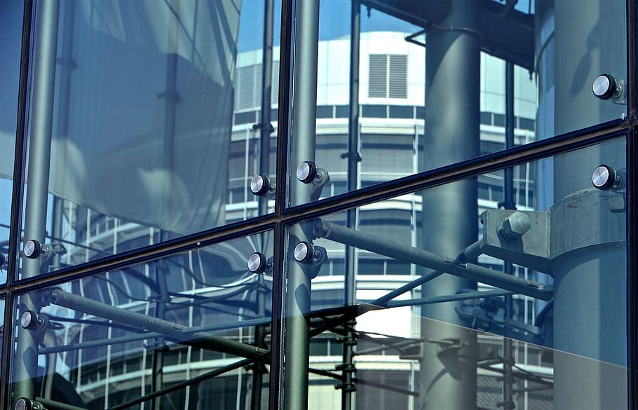 Gray Metal Frame and Glass Window, architectural design, architecture HD wallpaper