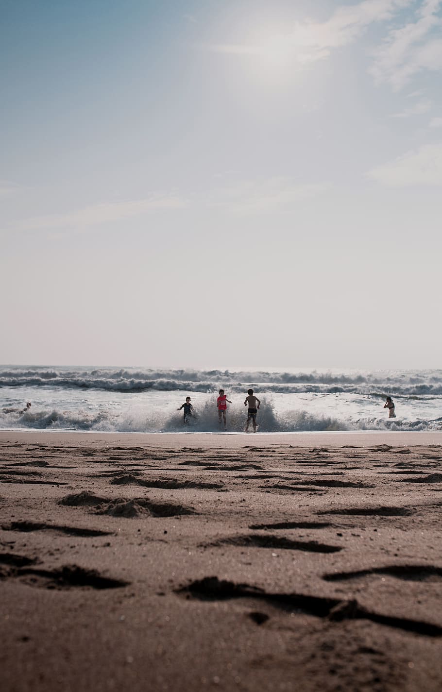 Three Boys Walking on Beach, enjoyment, fun, landscape, recreation HD wallpaper