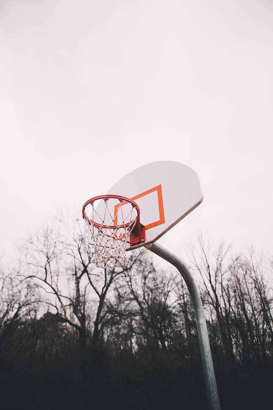 white and orange basketball backboard and hoop during daytime, HD wallpaper
