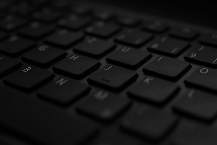 Black Computer Keyboard, black and white, black-and-white, depth of field, HD wallpaper