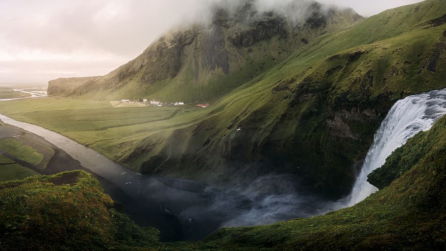 green mountain, scenics - nature, water, beauty in nature, environment HD wallpaper