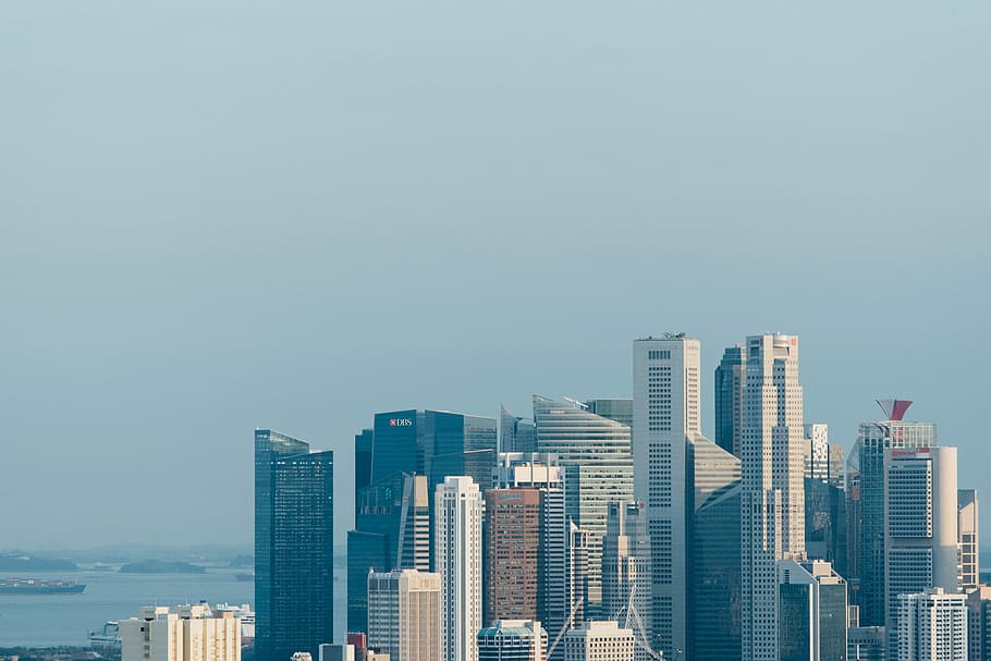 city building structure, urban, town, high rise, downtown, grey HD wallpaper