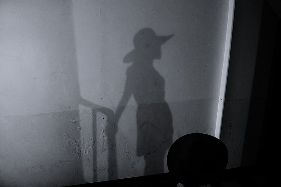 shadow of graceful girl, art, beautiful, beauty, black, dark, HD wallpaper