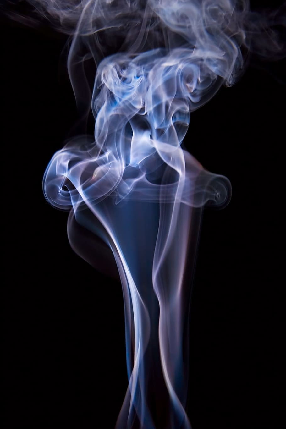 blue, background, smoke, isolated, black, smooth, shape, abstract HD wallpaper