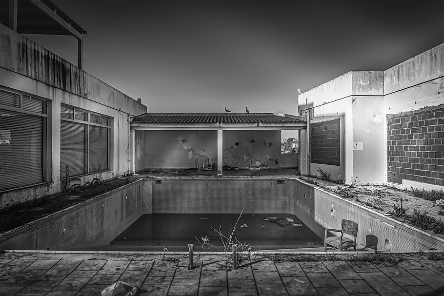 swimming, pool, dilapidated, old, water, vintage, ruin, building exterior HD wallpaper
