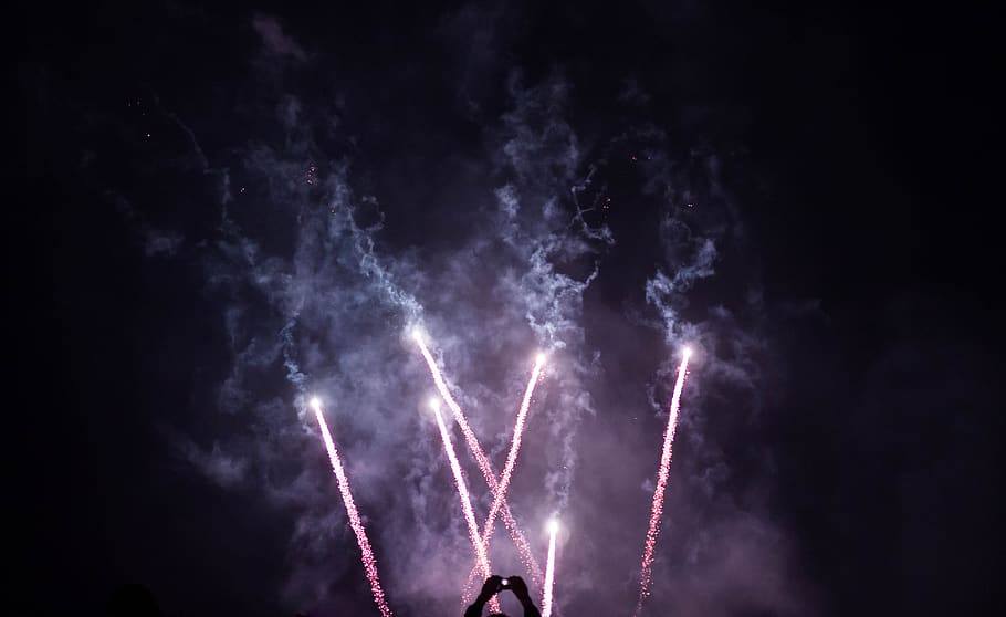 spark, people, light, dark, night, fireworks, smoke, lightning HD wallpaper
