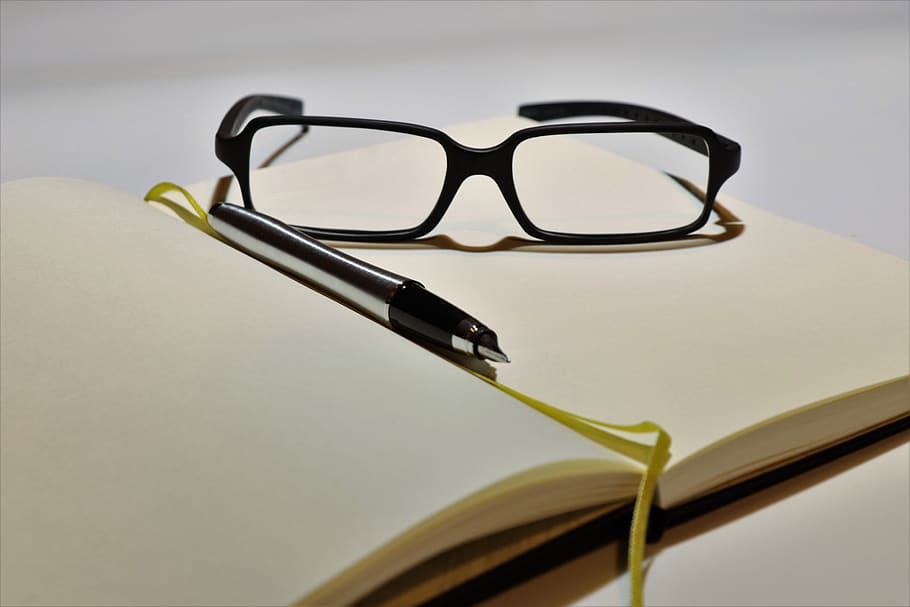 notebook, glasses, business, pen, paper, office, record, document HD wallpaper