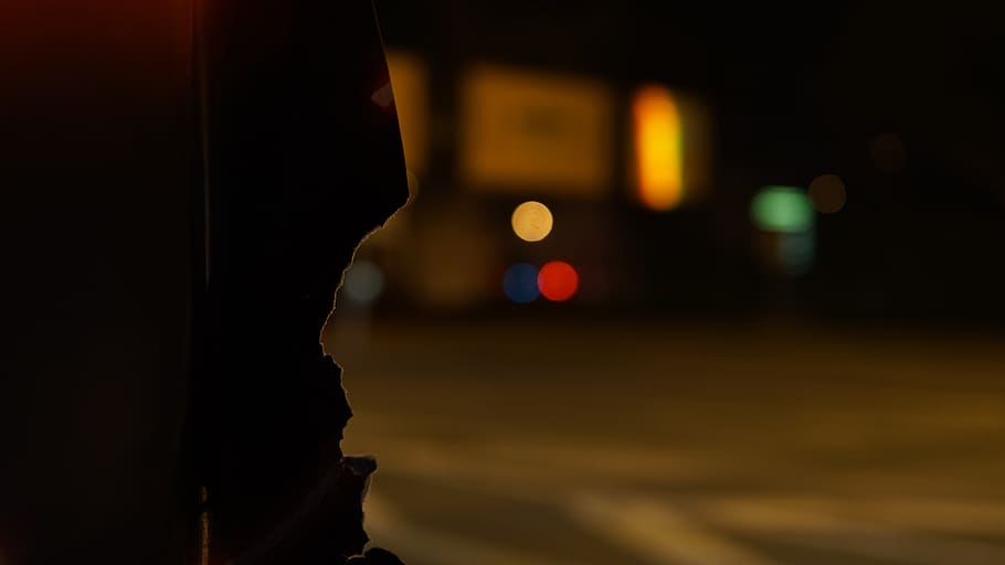 germany, essen, night, one person, illuminated, city, side view HD wallpaper