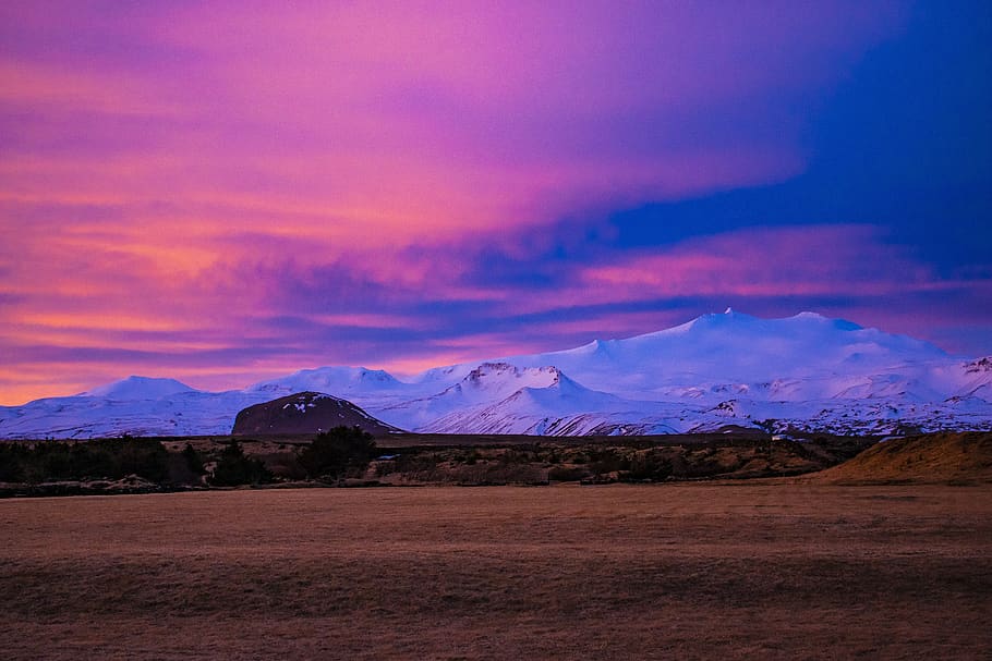 iceland, hellissandur, sunrise, dawn, morgenrot, morning, orange HD wallpaper