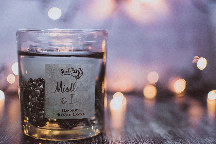 Close-up Photo Of Scented Candle, container, glass, macro, food and drink HD wallpaper