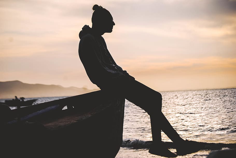 beach, sunset, people, landscape, alone, spontenousshot, sky HD wallpaper