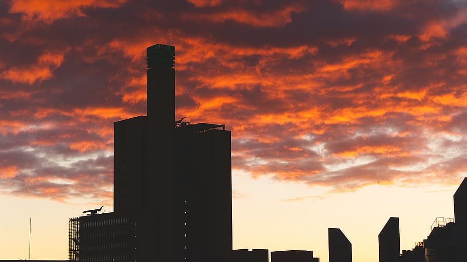 germany, berlin, potsdamer platz, red, building, hotel, silhouette HD wallpaper