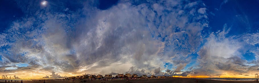 sunset, panoramic, eclipse, total eclipse, totality, sky, cloud - sky HD wallpaper