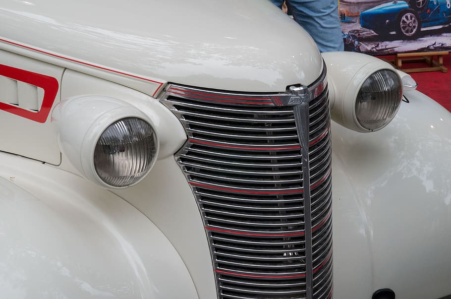 chevrolet, oldtimer, grille, spotlight, auto, classic, vehicle HD wallpaper