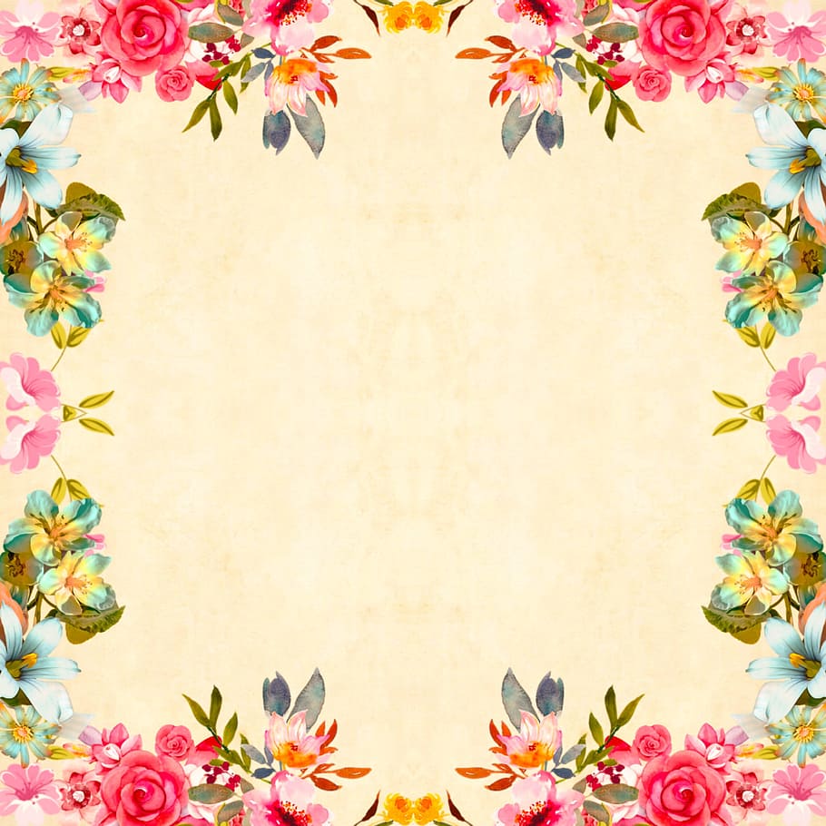 frame, flower, background, floral, vintage, roses, bouquet, HD wallpaper