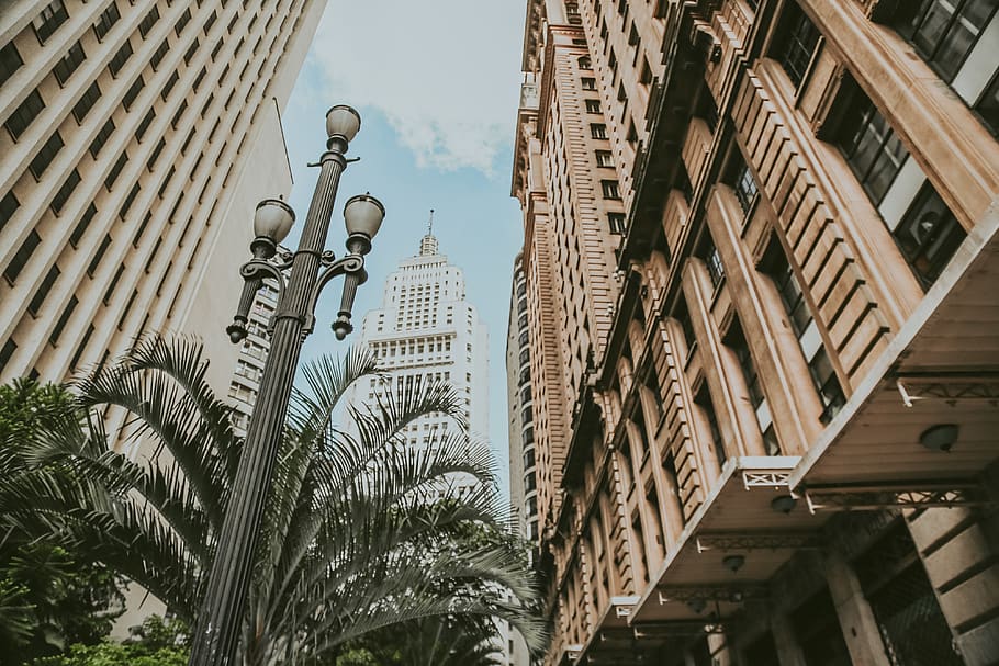Low Angle Shot Of Buildings and Lamppost, architectural, architectural design HD wallpaper
