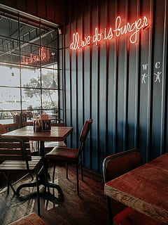 empty tables in restaurant, seat, chair, window, indoors, no people HD wallpaper