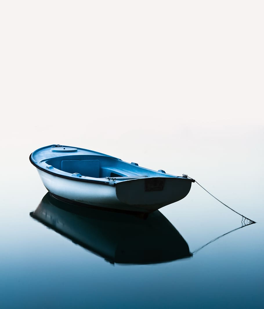 boat, water, nature, blue, landscape, still life, transportation HD wallpaper