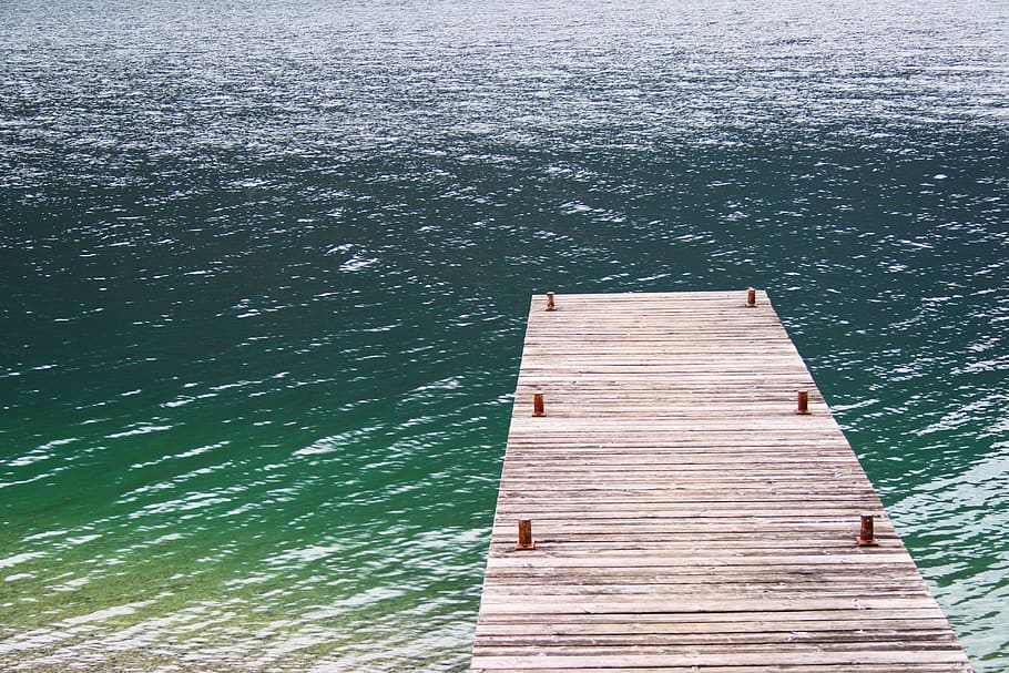 Brown Wooden Dock on Side of Body of Water, jetty, pier, high angle view HD wallpaper